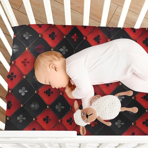 ALAZA Royal Red Black Crib Sheets for Kids