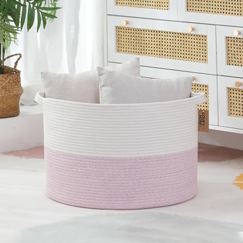 COMFY-HOMI XXL Blanket Storage Basket 21x21x136 - WhitePink