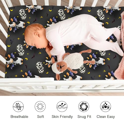 Halloween Cows Pumpkins Crib Sheet 52x28 Fitted Mattress Cover