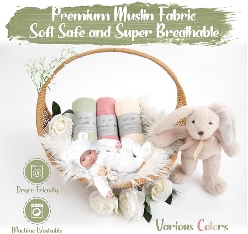 Luvvie Organic Muslin Swaddle Blankets 3-Pack 1