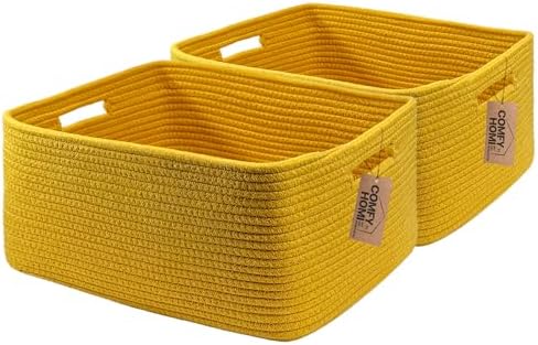 COMFY-HOMI 2 pcs Woven Storage Baskets for Baby Nursery
