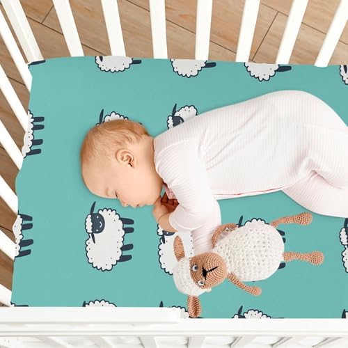 Wassud Cute Sheep Crib Sheets Breathable 27x39 Inch Pack and Play Fitted