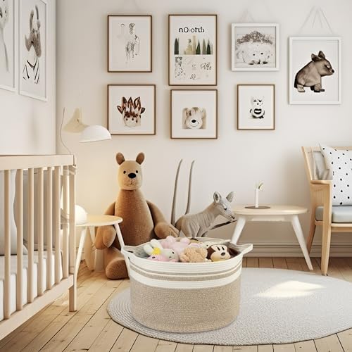 Large Woven Cotton Rope Storage Basket for Kids and Baby