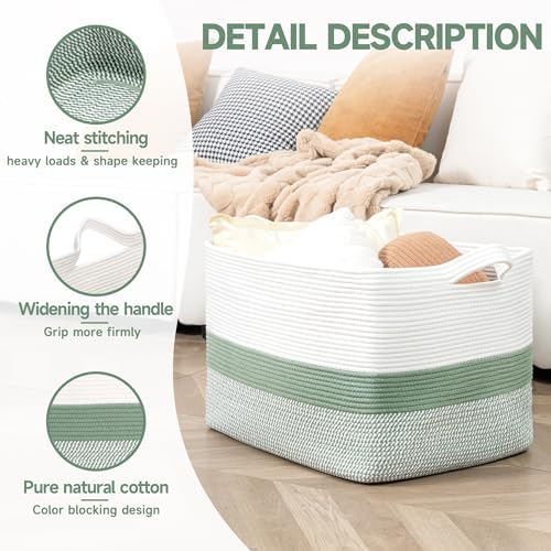 CLHMILYZ Square Cotton Rope Storage Basket - 22x17x138 Inches 1