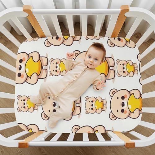 ALAZA Cartoon Bear Lemon Crib Sheets for Kids