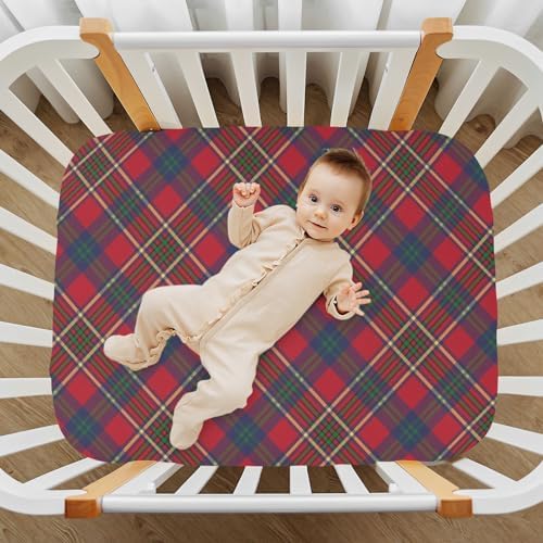 Green Red Classic Tartan Crib Sheets for Boys and Girls