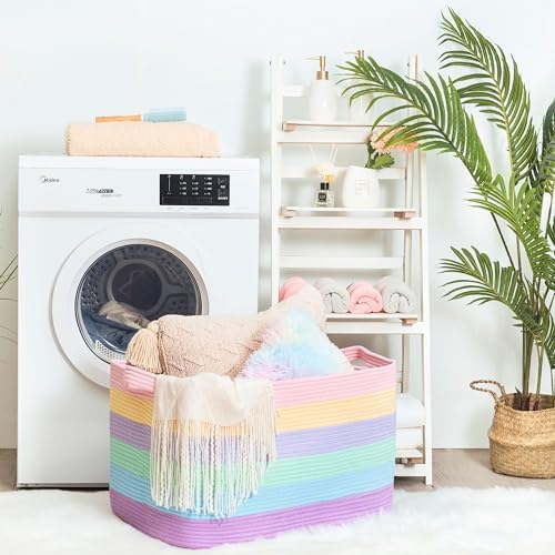 MINTWOOD Design 22in Rainbow Woven Storage Basket