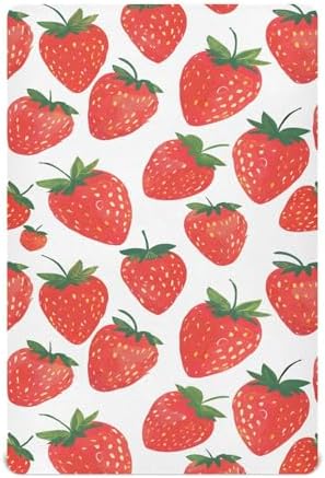 ALAZA Red Strawberry Crib Sheets for Baby Girls and Boys