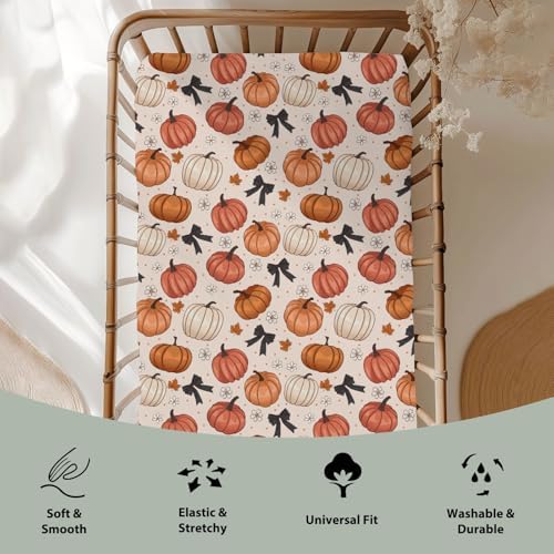 Fall Pumpkins Bows Crib Sheets for Baby Boy Girl