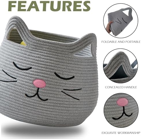 OMERAI Cotton Rope Animal Storage Basket with Handles