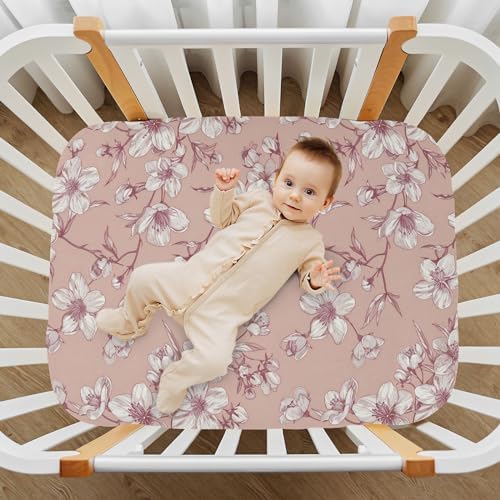 Wassud Elegant Cherry Blossoms Crib Sheets for Boys Girls