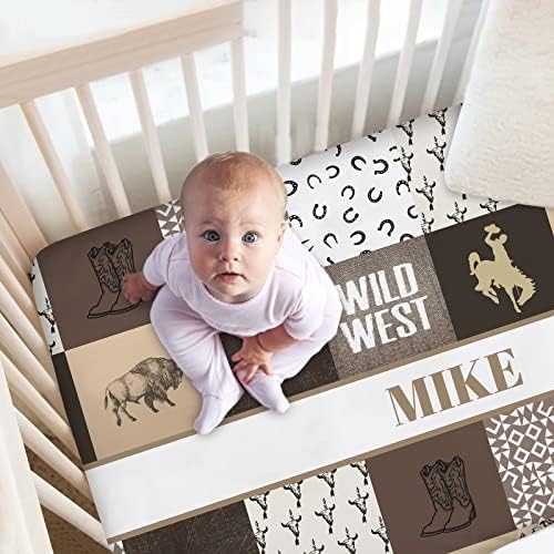 Personalized Western Cowboy Crib Sheets with Name