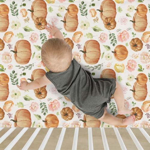 Soft Snug Fitted Crib Sheets with Pumpkin Design