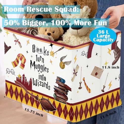 Runtoo Magic Nursery Storage Basket with Spellbook Design