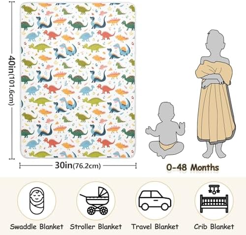 Sanluoli Bear Blanket - 30x40in Cartoon Dinosaur Swaddling Blanket