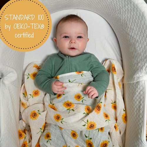 LollyBanks Sunflower Muslin Swaddle Blanket 47x47 Inches