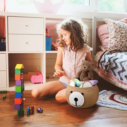 Uiifan 3 Pcs Baby Laundry Basket with Bear Design