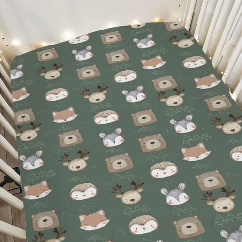 Baby Animals Crib Sheet Bear Deer Bunny Soft Fitted