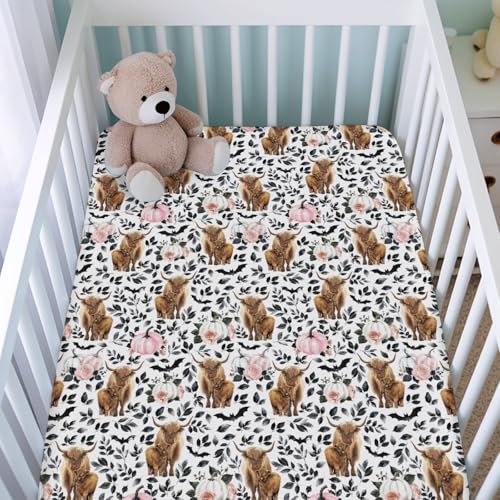 KASTLEE Fall Highland Cows Crib Sheets for Girl Boy