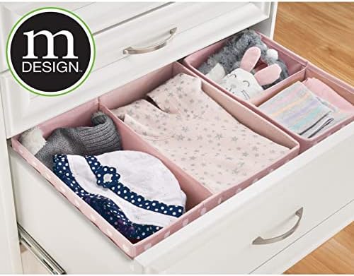 mDesign Fabric Drawer Organizer Bins Set of 2 PinkWhite Polka Dot