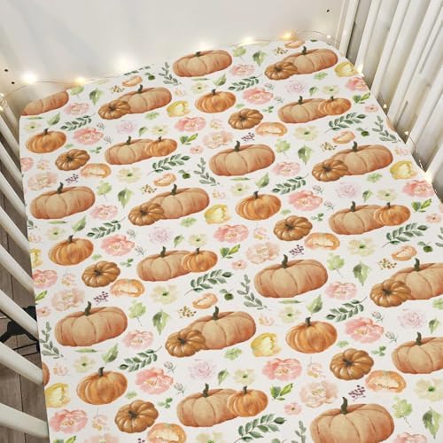 Soft Snug Fitted Crib Sheets with Pumpkin Design