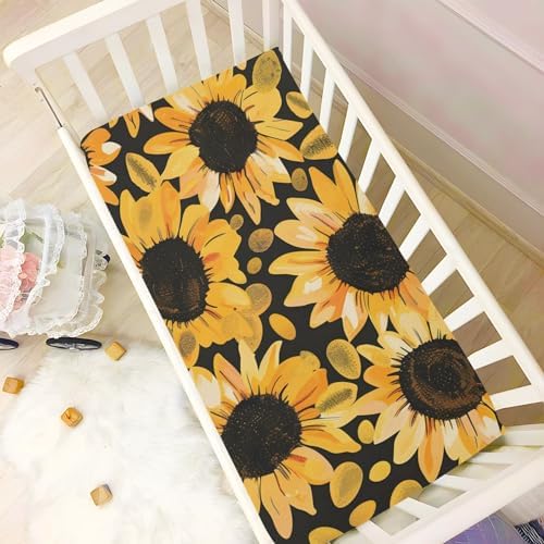 ALAZA Sunflowers Yellow Crib Sheets for Boys and Girls