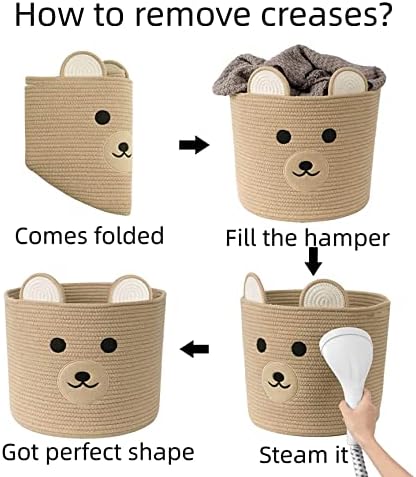 Bear Laundry Baskets with Handles Khaki