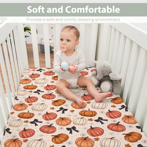 Fall Pumpkins Bows Crib Sheets for Baby Boy Girl
