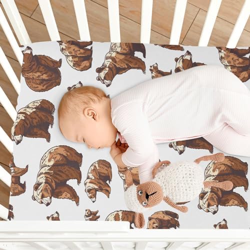 ALAZA Grizzly Bear Crib Sheets for Boys and Girls