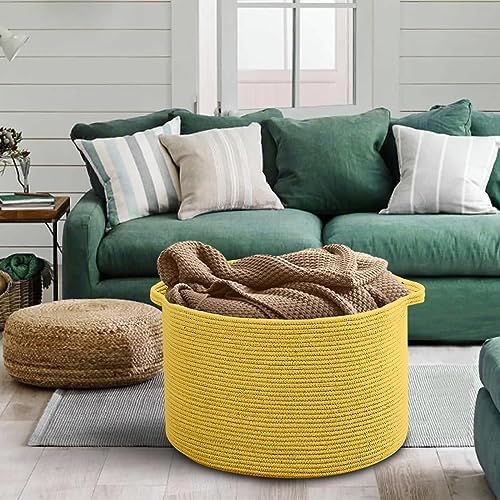 MEGASKET Extra Large Yellow Woven Basket Storage