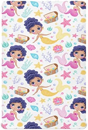 Fitted Crib Sheets Mermaid Star Pattern for Baby Toddler