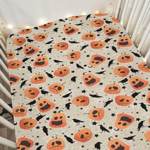 Halloween Pumpkin Crows Baby Crib Sheets 52x28