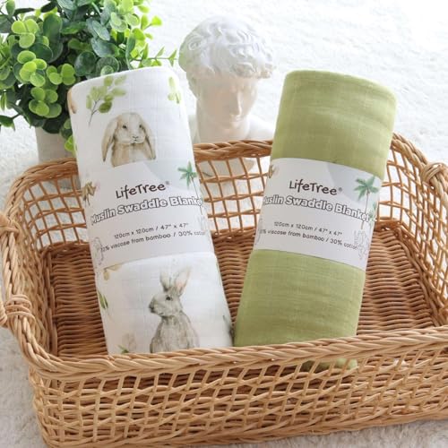 LifeTree Baby Swaddle Blankets with Rabbit Pattern
