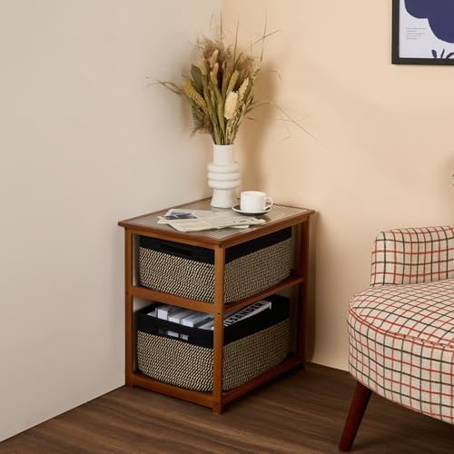 MiniArk 2 Pack Woven Brown Storage Baskets 17x13x75 Inch
