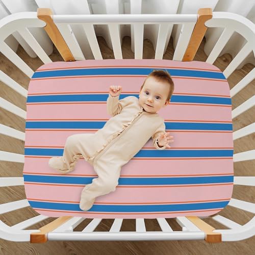 Gbjiemia Striped Crib Sheets for Baby Boys Girls