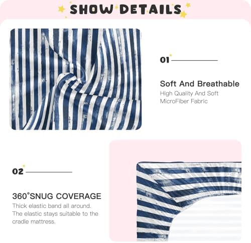 Stripes Navy Crib Sheets for Baby Boys Girls