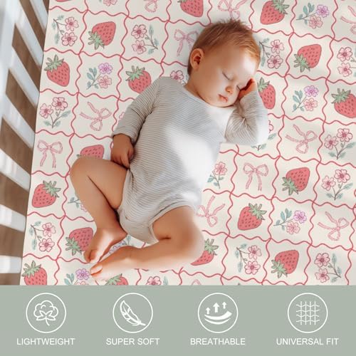 Boho Strawberry Flowers Crib Sheets 2 Pack