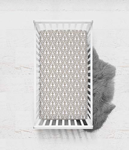 Bacati 2 Pack Crib Fitted Sheets - Damask WhiteBrown Chocolate