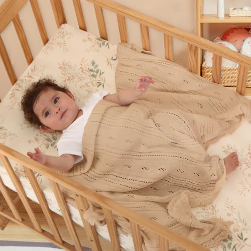 Pinuotu Cotton Pointelle Baby Blanket - Ultra-Soft Breathable 31x40 Inch
