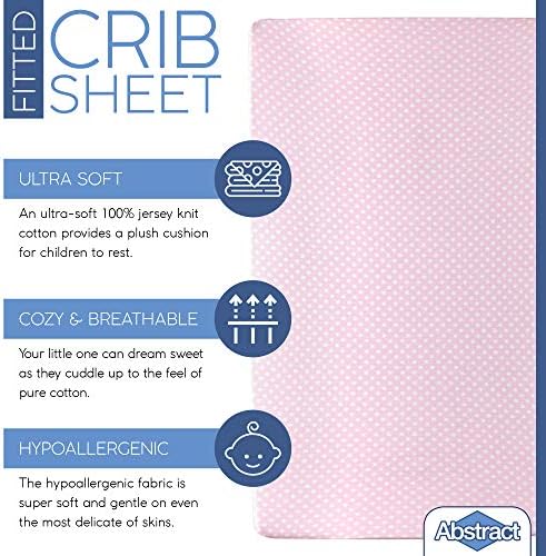 Abstract Mini Crib Cotton Sheets - 24x38 Pink Polka Dot