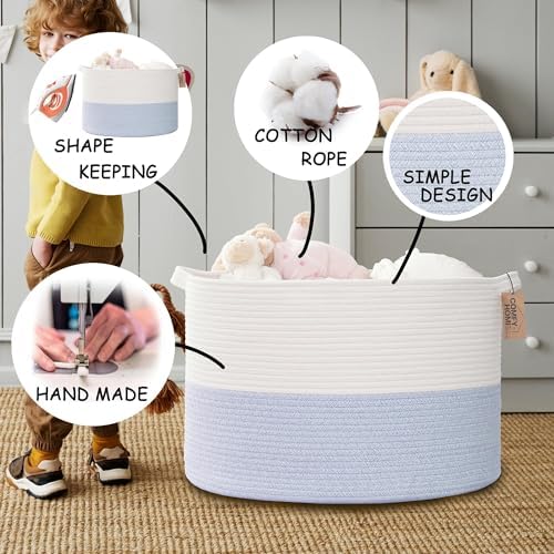 COMFY-HOMI XXXL Laundry Basket - 21x21x136 Cotton Rope Storage Basket
