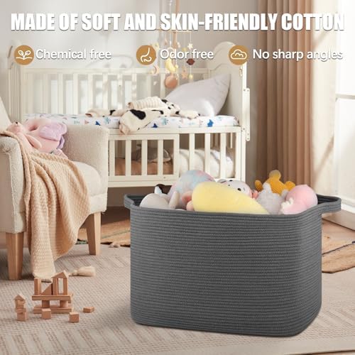 118L Extra Large Woven Blanket Basket with Handles - Grey