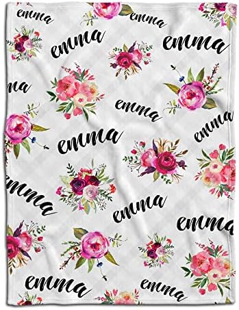ENCYCOM Personalized Floral Swaddling Blanket