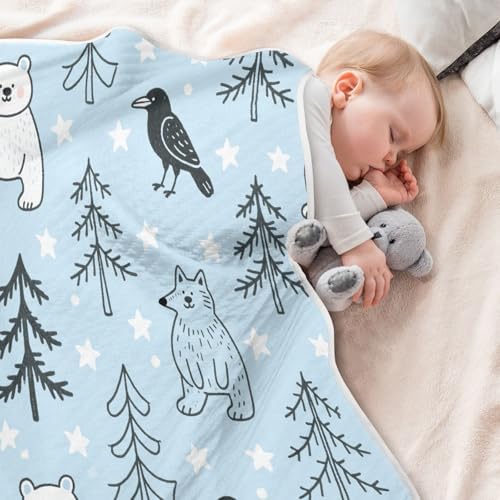 Personalized Nordic Bear Blanket for Baby 30x40in