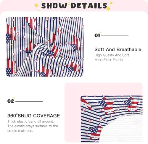 KICPOAY Fitted Crib Sheets with American Flag Pattern