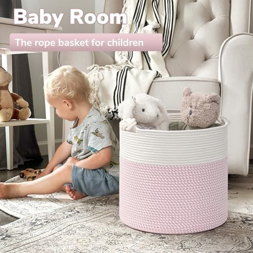 Goodpick Soft Woven Baby Storage Basket Pink 15x142 Inches