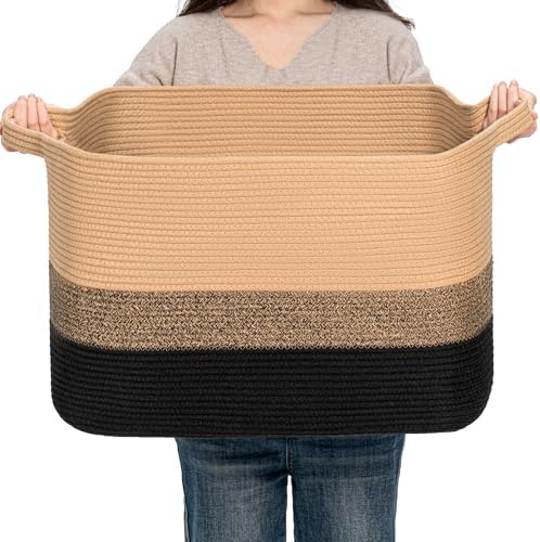 CLHMILYZ Square Cotton Rope Storage Basket - 22x17x138 Inches