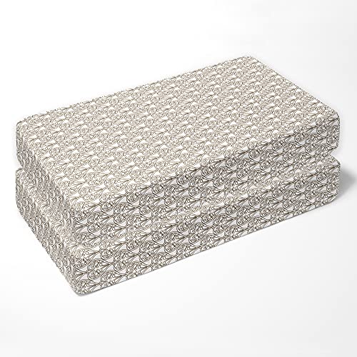 Bacati 2 Pack Crib Fitted Sheets - Damask WhiteBrown Chocolate