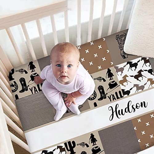 Custom Fitted Cowboy Baby Crib Sheets with Name