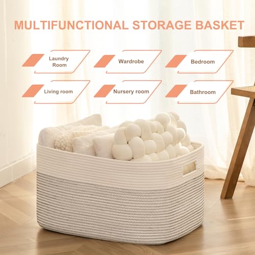 SIXDOVE 75L Cotton Rope Storage Basket for Kids and Pets
